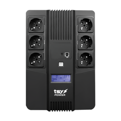 UPS TSY Power, 600VA/360W, LCD, AVR-repornire automata, Management, 6 x Schuko, 2 x RJ45, 1 X USB type B TSY-D-0K6-LCD