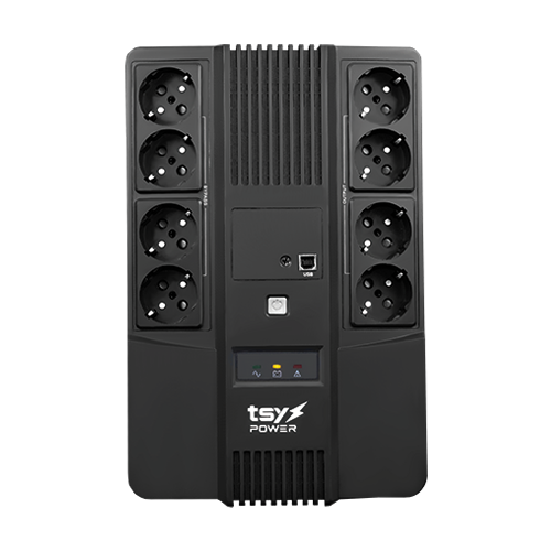 UPS TSY Power, 1000VA/600W, LED, AVR-repornire automata, Management, 8 x Schuko, 2 x RJ45, 1 X USB type B TSY-D-1K0-LED