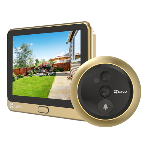Vizor electronic smart, Wi-Fi, FullHD, monitor 4.3 inch, sonerie, acumulator 4600mAh, Auriu - EZVIZ CS-DP2C-Golden