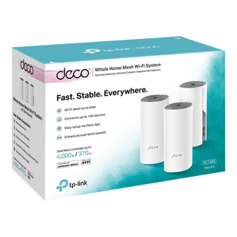 Sistem mesh Wi-Fi TP-LINK Deco E4 AC1200 (pachet de 3), Dual Band DecoE4(3-pack) - imagine 3