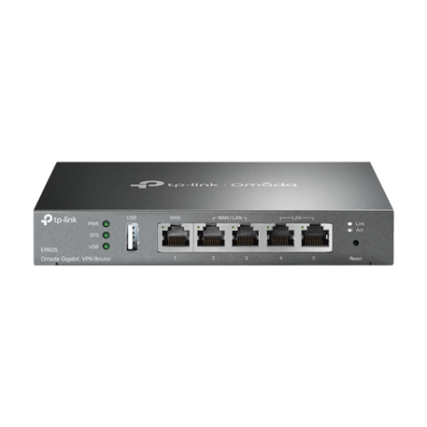 Router VPN Gigabit 1 x RJ45 WAN, 2 x RJ45 LAN/WAN, 2 x RJ45 LAN, 1 x USB - TP-Link Omada ER605