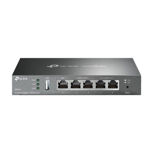 Router VPN Gigabit 1 x RJ45 WAN, 2 x RJ45 LAN/WAN, 2 x RJ45 LAN, 1 x USB - TP-Link Omada ER605