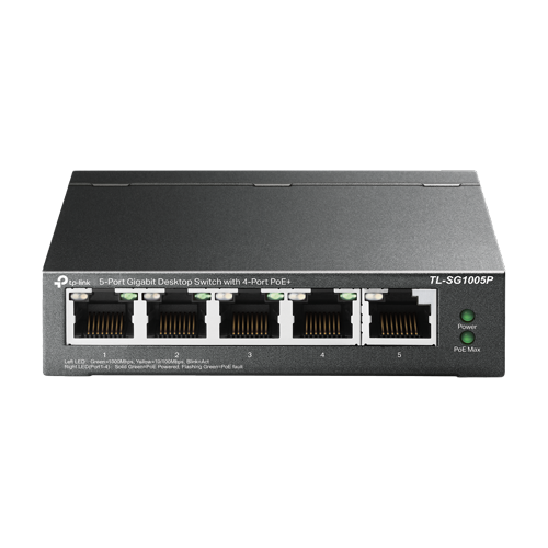 Switch 4 porturi PoE Gigabit, 1 port RJ45 Gigabit, Unmanaged - TP-Link TL-SG1005P
