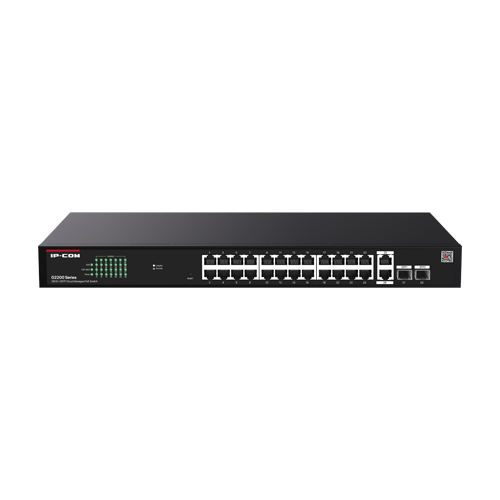 Switch 24 porturi PoE RJ45 Gigabit, 2 x RJ45 Gigabit, 2 x SFP Gigabit, Management, 1U - IP-COM G2228P-24-410W