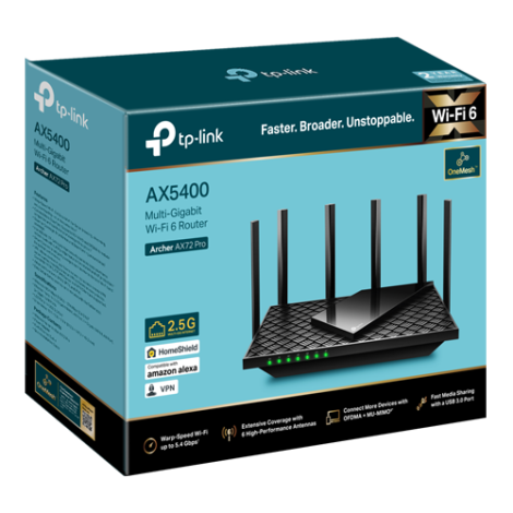 Router wireless TP-Link Archer AX72 Pro, AX5400, Wi-Fi 6, Dual-Band Gigabit, 1x2.5 Gigabit, USB 3.0, MU-MIMO ArcherAX72Pro - imagine 2