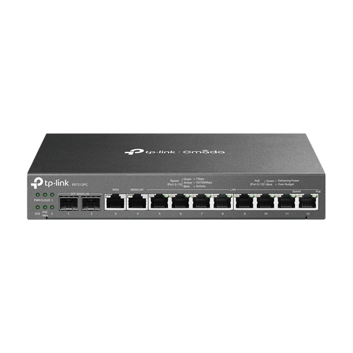 Router 3-in-1 VPN, Switch PoE, Controller, 2 x SFP 1G, 10 x RJ45 1G, Multi-WAN - TP-Link Omada ER7212PC