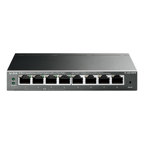 Switch Easy Smart, 4 porturi PoE RJ45 Gigabit, 4 porturi RJ45 Gigabit, Managed - TP-Link TL-SG108PE