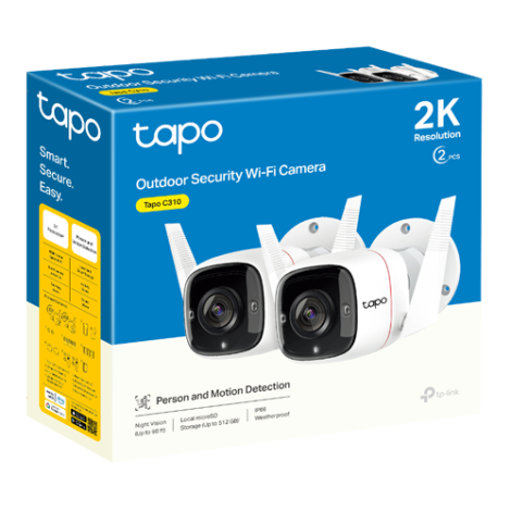 Pachet 2 Camere IP Wi-Fi, 2K, Audio bidirectional, IR 30M - TP-Link Tapo TapoC310P2 - imagine 2