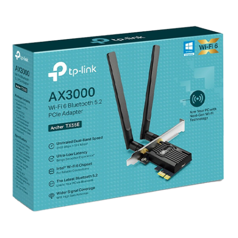Placa de retea PCIe TP-Link Archer TX55E, AX3000, Dual-Band, Wi-Fi 6, Bluetooth 5.2 - TP-LINK ArcherTX55E - imagine 2