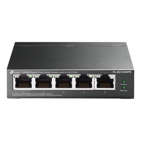 Switch Easy Smart, 4 porturi PoE RJ45 Gigabit, 1 port RJ45 Gigabit, Managed - TP-Link TL-SG105MPE