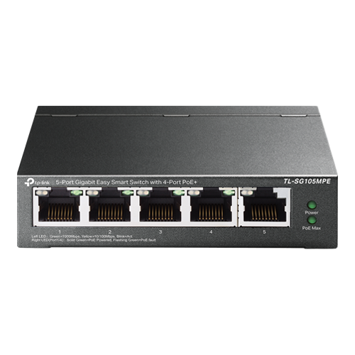 Switch Easy Smart, 4 porturi PoE RJ45 Gigabit, 1 port RJ45 Gigabit, Managed - TP-Link TL-SG105MPE