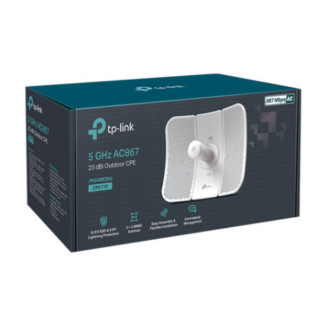 Bridge wireless, Wi-Fi 5, 5GHz, 23 dBi, 30 km, 1 x RJ45 Gigabit, PoE pasiv - TP-Link CPE710 - imagine 3