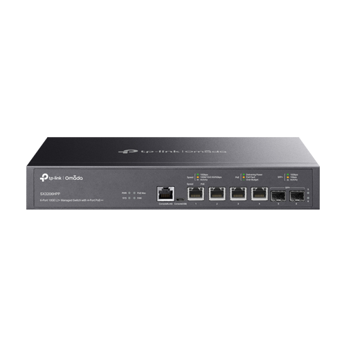 Switch 4 porturi PoE RJ45 10G, 2 porturi SFP+ 10G, L2 Management, 1U - TP-Link Omada SX3206HPP