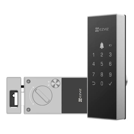 Yala inteligenta, Wi-Fi, sonerie incorporata, verificare status inchidere, alarma anti-furt, gri - EZVIZ CS-DL03(WP)-Grey