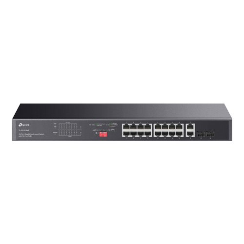 Switch 16 porturi PoE+ Gigabit, 2 porturi RJ45 Gigabit, 2 x Combo SFP Gigabit, Unmanaged - TP-Link TL-SG1218MP
