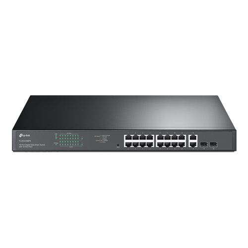 Switch 16 porturi PoE+ Gigabit, 2 porturi RJ45 Gigabit, 2 x Combo SFP Gigabit, Managed - TP-Link TL-SG1218MPE