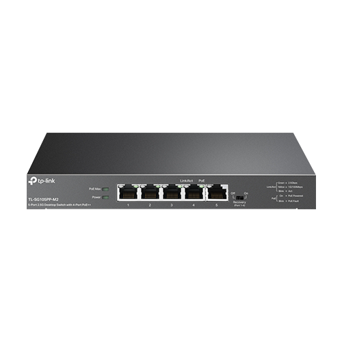 Switch 4 porturi PoE RJ45 2.5G, 1 port RJ45 2.5G, Unmanaged - TP-Link TL-SG105PP-M2