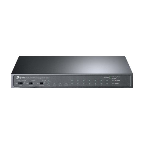 Switch 8 x RJ45 10/100 Mbps PoE, 2 x RJ45 1G, 1 x SFP 1G, Buget PoE 124W, Unmanaged - TP-Link TL-SL1311MP