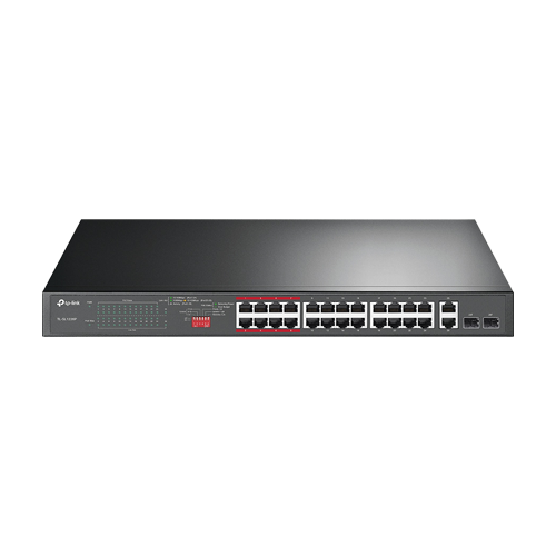 Switch 24 x RJ45 10/100 Mbps PoE, 2 x RJ45 1G, 2 x combo SFP 1G, Buget PoE 250W, Unmanaged - TP-Link TL-SL1226P