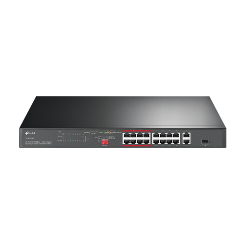 Switch 16 x RJ45 10/100 Mbps PoE, 2 x RJ45 1G, 1 x combo SFP 1G, Buget PoE 150W, Unmanaged - TP-Link TL-SL1218P