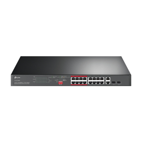 Switch 16 x RJ45 10/100 Mbps PoE, 2 x RJ45 1G, 2 x combo SFP 1G, Buget PoE 250W, Unmanaged - TP-Link TL-SL1218MP