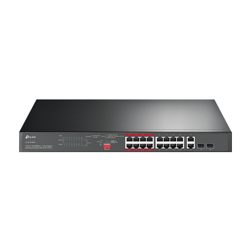 Switch 16 x RJ45 10/100 Mbps PoE, 2 x RJ45 1G, 2 x combo SFP 1G, Buget PoE 250W, Unmanaged - TP-Link TL-SL1218MP