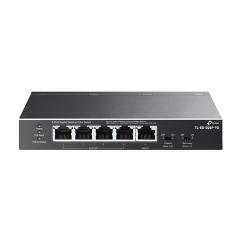 Switch 4 x RJ45 Gigabit PoE Out, 1 x RJ45 Gigabit PoE In, Unmanaged - TP-Link TL-SG1005P-PD