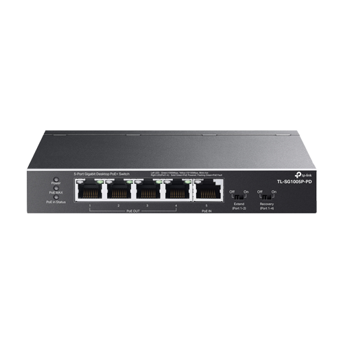 Switch 4 x RJ45 Gigabit PoE Out, 1 x RJ45 Gigabit PoE In, Unmanaged - TP-Link TL-SG1005P-PD