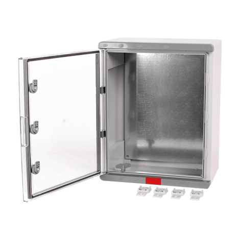 Cutie distributie IP67 din ABS gri, usa transparenta, placa metalica, 400x500x240 mm PS405024 - imagine 2