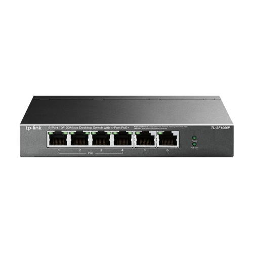 Switch 4 porturi RJ45 10/100 Mbps PoE, 2 x RJ45 10/100 Mbps, Buget PoE 67W, Unmanaged - TP-Link TL-SF1006P