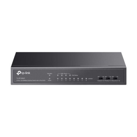 Switch 4 porturi RJ45 10/100 Mbps PoE, 4 x RJ45 10/100 Mbps, Buget PoE 41W, Unmanaged - TP-Link TL-SF1008LP