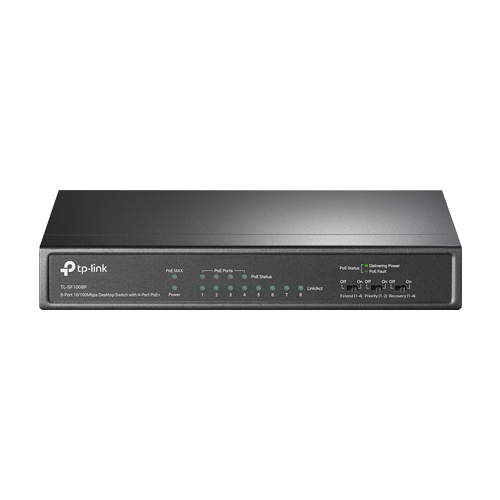 Switch 4 porturi RJ45 10/100 Mbps PoE, 4 x RJ45 10/100 Mbps, Buget PoE 66W, Unmanaged - TP-Link TL-SF1008P