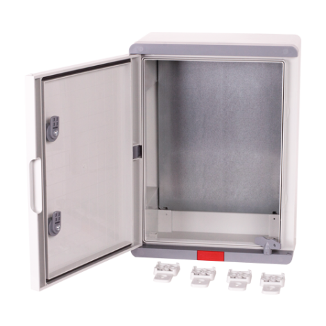 Cutie distributie IP67 din ABS gri, usa mata, placa metalica, 300x400x170 mm PD304017 - imagine 3