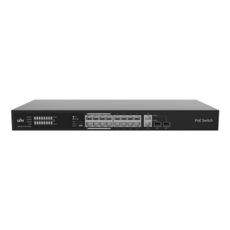 Switch 16 porturi PoE, 2 x Combo Uplink RJ45, Unmanaged - UNV NSW2020-16T2GC-POE-IN
