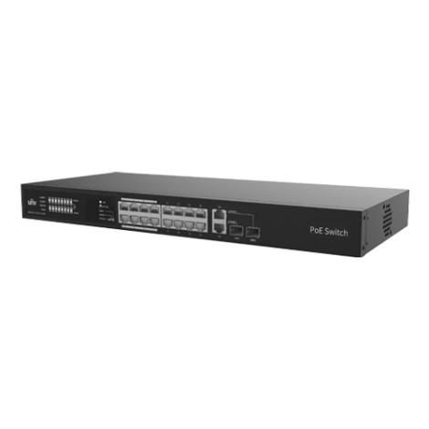 Switch 16 porturi PoE, 2 x Combo Uplink RJ45, Unmanaged - UNV NSW2020-16T2GC-POE-IN - imagine 3