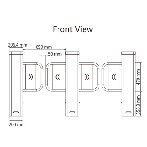 Poarta acrilica, 65 cm pentru poarta batanta DS-K3B501SX - HIKVISION DS-K3B501SX/601SX-Dp65/2 - imagine 2