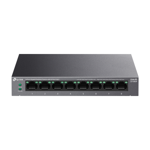 Switch LiteWave, 8 x RJ45 Gigabit PoE, Buget PoE 62W, Unmanaged - TP-Link LS108GP