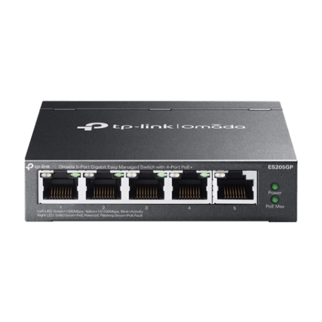 Switch 4 porturi RJ45 1G PoE, 1 x RJ45 1G, Buget PoE 65W, Easy Managed - TP-Link Omada ES205GP