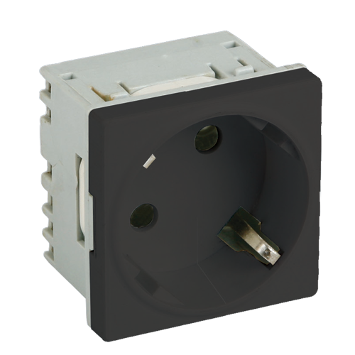 Priza modulara schuko cu impamantare, negru - DLX DLX-245-43