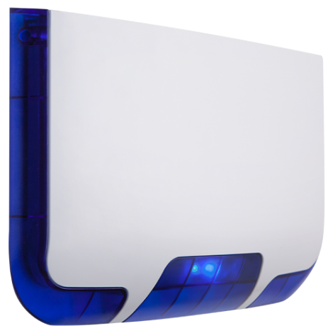 Sirena piezo de exterior cu flash albastru, 85/105 db, baterie interna 9V/1100mAh, protectie IK08/IP45 SR400
