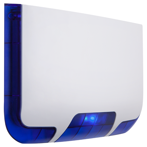 Sirena piezo de exterior cu flash albastru, 85/105 db, baterie interna 9V/1100mAh, protectie IK08/IP45 SR400