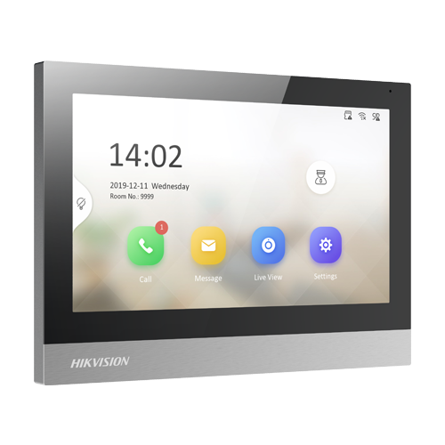 Monitor videointerfon TCP/IP, TFT 7 inch touch screen, WiFi, PoE, Alarma IN - HIKVISION DS-KH8380-WTE1