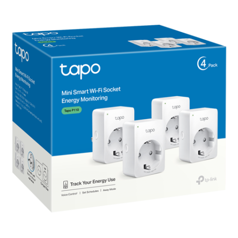 Pachet 4 prize smart, 16A, Wi-Fi, control vocal, monitorizare consum - TP-Link Tapo TapoP110(4-pack) - imagine 2