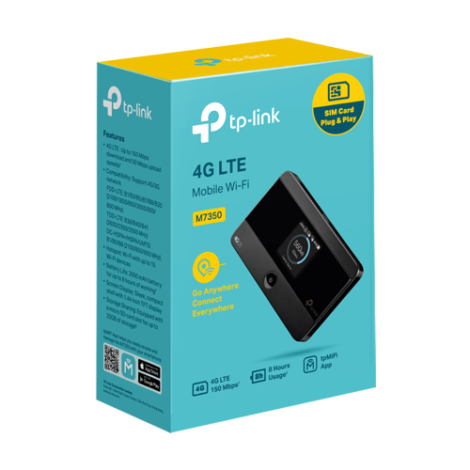 Router portabil 4G, Wi-Fi 4, Nano SIM, microSD, Baterie 2100 mAh - TP-Link M7350 - imagine 3