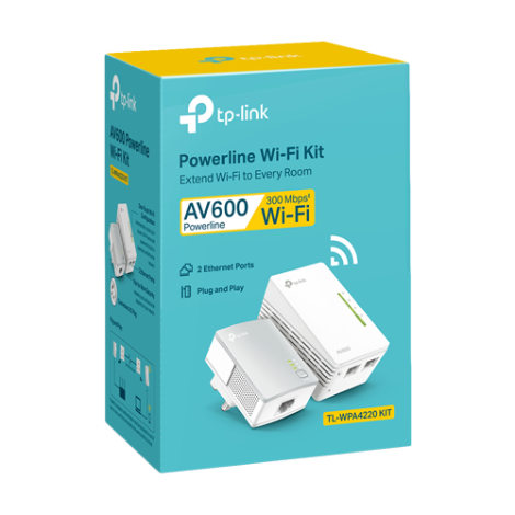 Kit Powerline AV600, Wi-Fi 4, N600 2.4GHz, 2+1 x RJ45 10/100 Mbps - TP-Link TL-WPA4220KIT - imagine 3