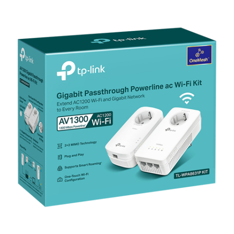 Kit Powerline AV1300, Passthrough, Wi-Fi 5, AC1200 Dual-Band, 3+1 x RJ45 Gigabit - TP-Link TL-WPA8631PKIT - imagine 3