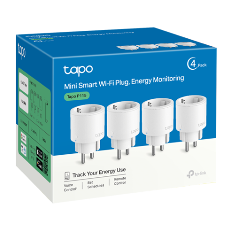 Pachet 4 prize smart, 16A, 3680W, Wi-Fi, control vocal, monitorizare consum - TP-Link Tapo TapoP115(4-pack) - imagine 2