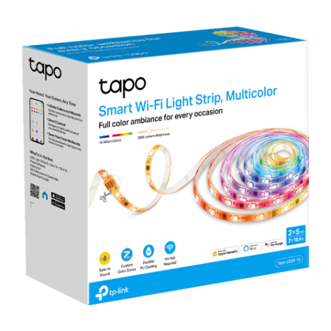 Set 2 benzi LED RGBW smart, 2 x 5 metri, Wi-Fi, control de la distanta - TP-LINK Tapo TapoL930-10 - imagine 2