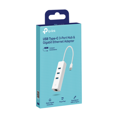 Adaptor USB Type-C la RJ45 Gigabit, 3 x USB 3.0 - TP-Link UE330C - imagine 2