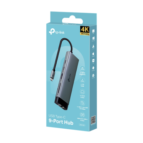 Hub USB-C 9-in-1, Power Delivery 100W, HDMI, Cititor carduri, Transfer date, RJ45 - TP-Link UH9120C - imagine 2